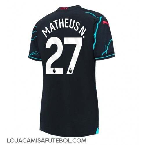 Camisa de Futebol Manchester City Matheus Nunes #27 Equipamento Alternativo Mulheres 2023-24 Manga Curta